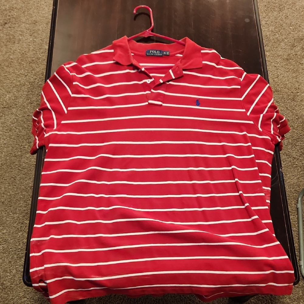 Polo by Ralph Lauren Red and White Striped Polo Shirt